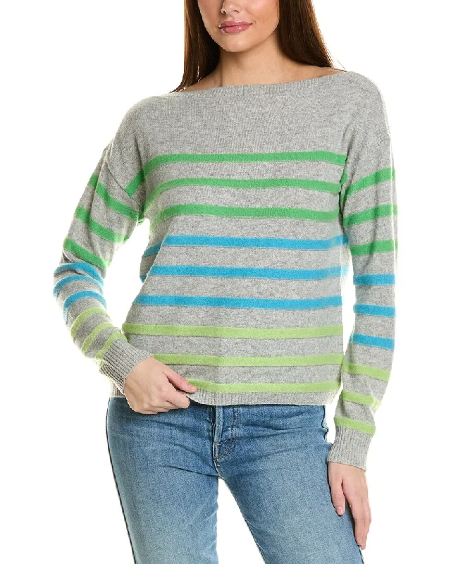 Black And White Style Collaboration Courtney Raised Stripe Cashmere Sweater