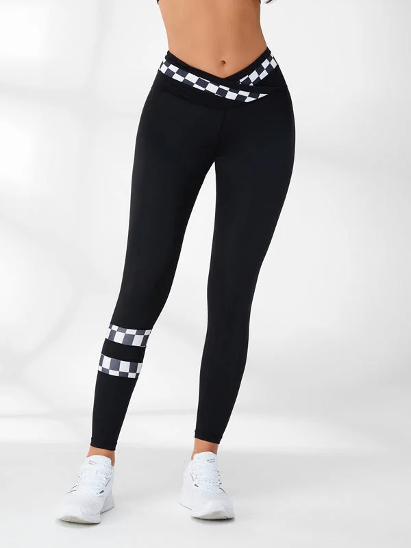 Leisure Travel ZASUWA Female Chessboard V Shaped-waist Leggings