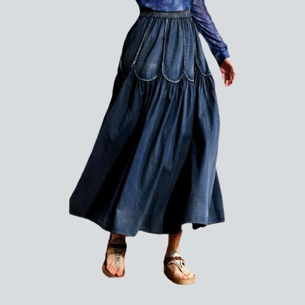 Creative Style Tiered high-waist women's jeans skirt