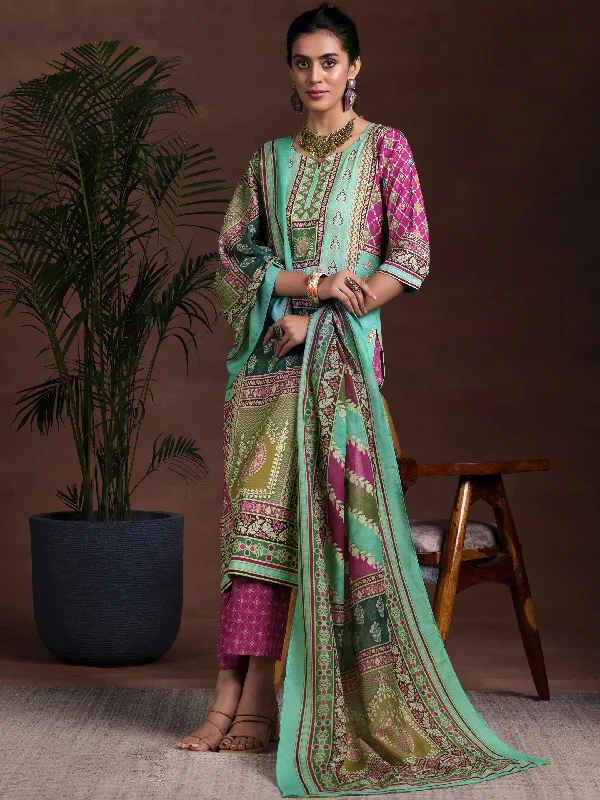 Advanced Customization Multi Printed Poly Crepe Straight Suit With Dupatta