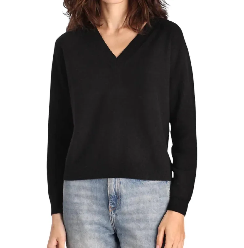 Sweet Soft Feeling Cashmere Shrunken Sweater In Black