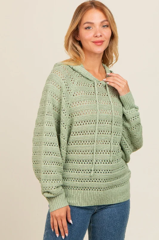 Boutique style Light Olive Pointelle Knit Sweater