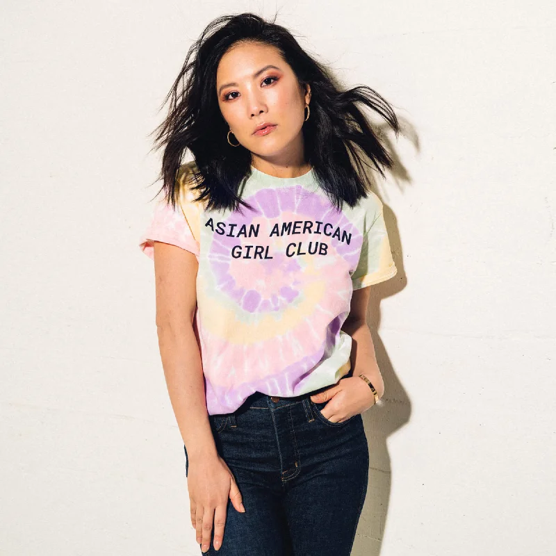 Street Sports Style Asian American Girl Club Logo Tie-Dye Tee (Unisex)