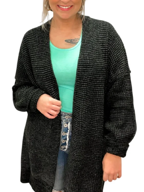 Sports Fitness Wear Tinley Cozy Sweater Cardigan In Black