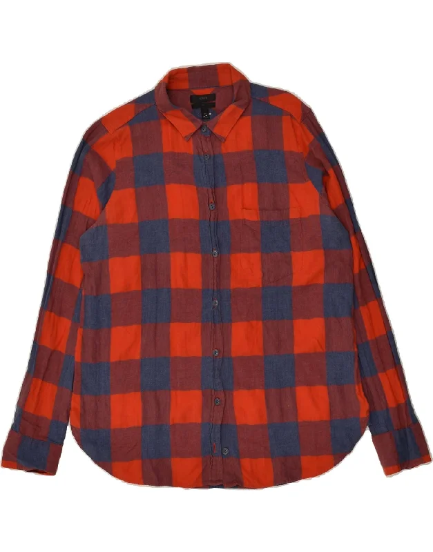 Renaissance Style J. CREW Womens Shirt US 10 Large Red Check Cotton