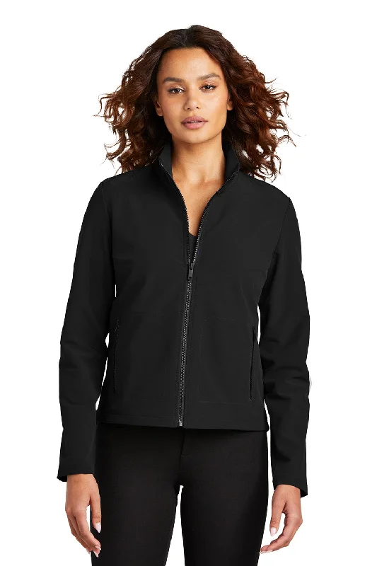 Retro Woolen Jacket Mercer+Mettle Womens Water Resistant Soft Shell Full Zip Jacket - Deep Black - New