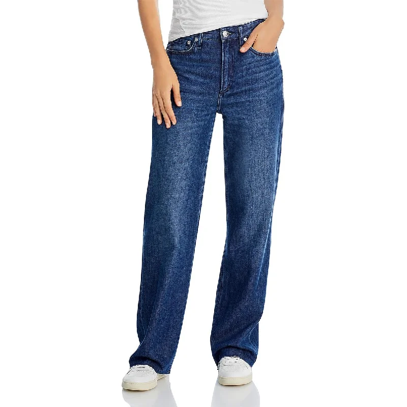 Sports Yoga Style Rag & Bone Jeans Womens High Waisted Unhemmed High-Waisted Jeans