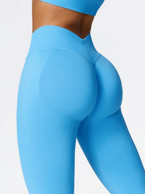 Sports And Leisure ZASUWA Female Seamless V Back Scrunch Bum Hip-lift Leggings