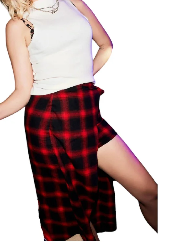 High-end atmosphere Jet Wrap Skirt In Sunset Plaid