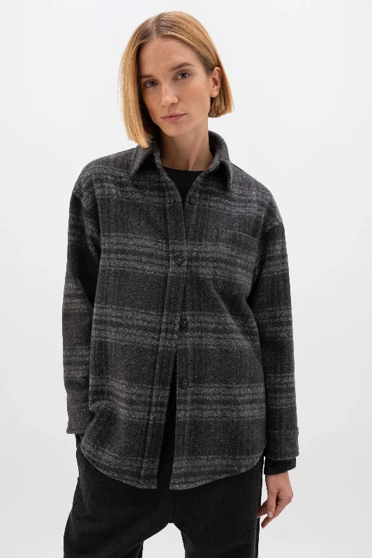 Comfortable And Simple Cashmere & Wool Check Shacket