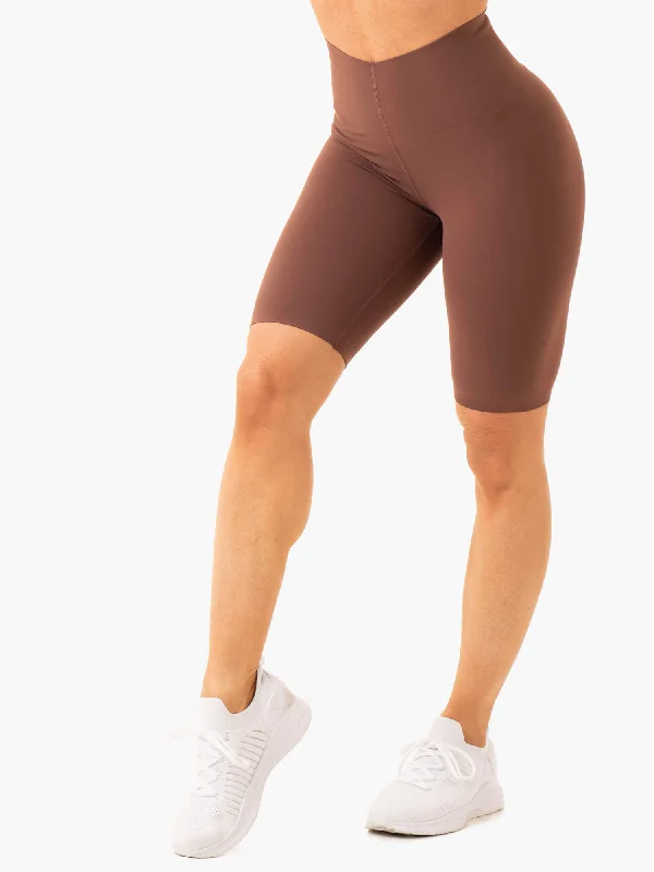 Elegant And Lazy Extend Compression Bike Shorts - Chocolate