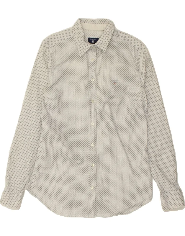 Mid-length Style GANT Womens Shirt UK 12 Medium White Polka Dot Cotton