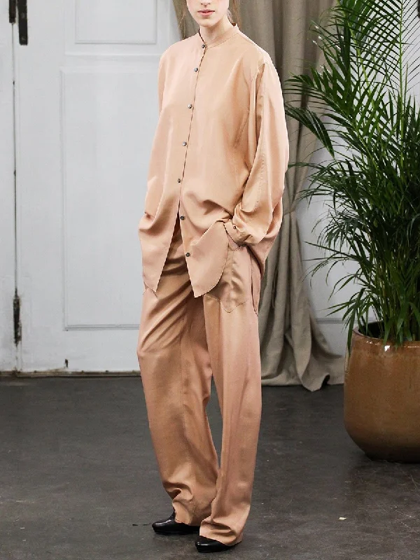 Elegant And Lazy Round Neck Shirt Trousers Loose Suit