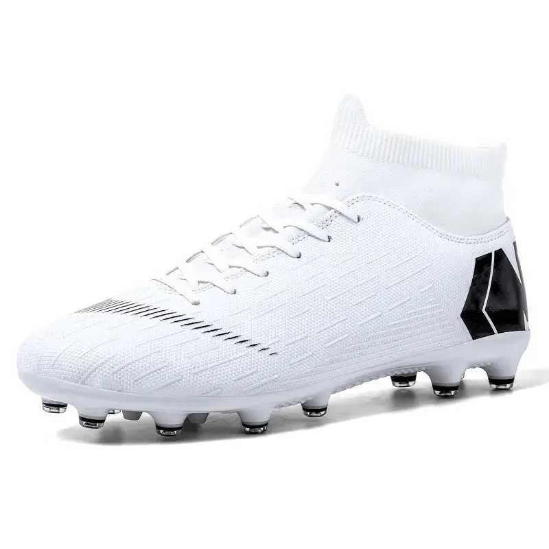 Sweet Girl Men Cleats Football Boots High Top Soccer Sneakers Turf Futsal Outdoor Fashion White Sport Shoes