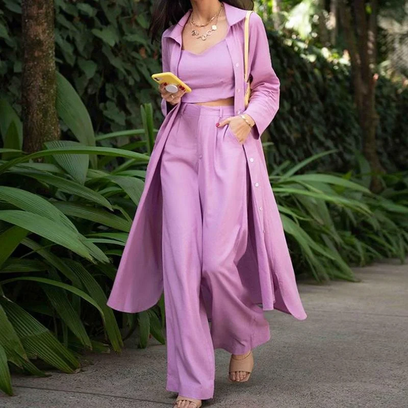 Sweet Pink Color Fall Leisure Women Three Pieces Outfits