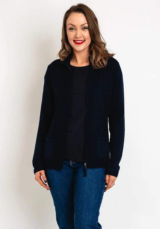 Noble Temperament Olsen High Neck Ribbed Jacket, Navy