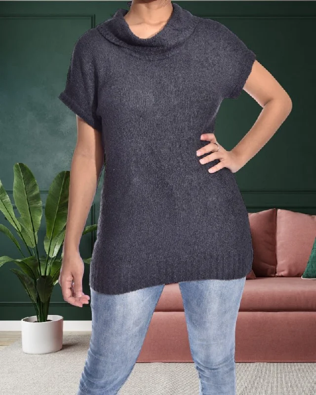 Renaissance Style Cowl Neck Jersey Charcoal