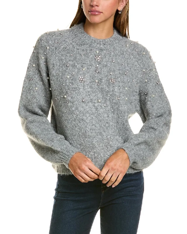 Wandering freely Lea & Viola Embellished Camel-Blend Sweater