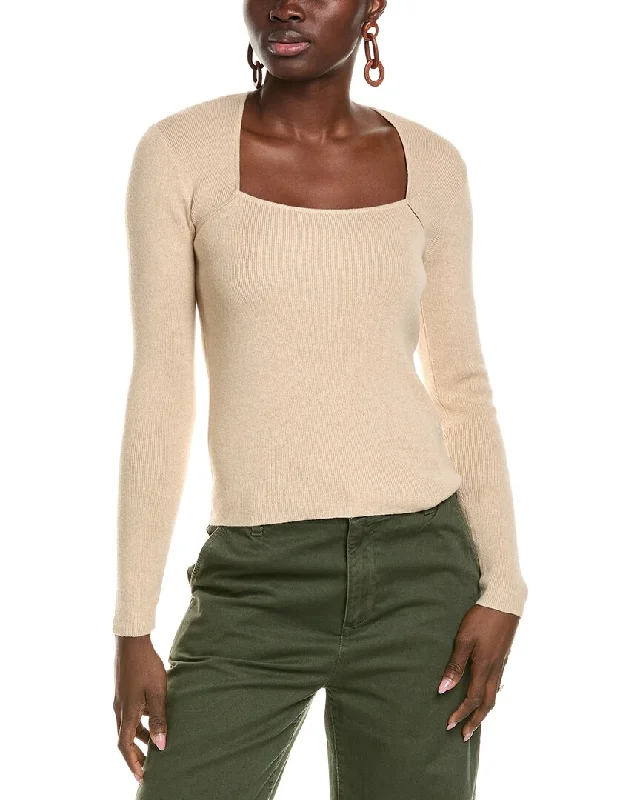 High-quality fabrics 27 Miles Malibu womens  Square Neck Cashmere-Blend Pullover, xs, Brown