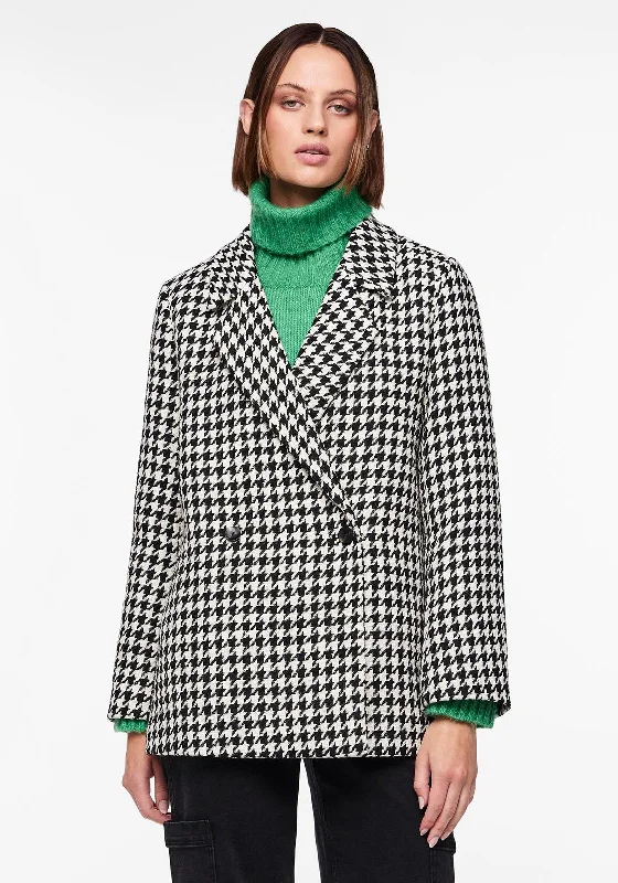 Fashion Style Pieces Nicolina Houndstooth Blazer, Black