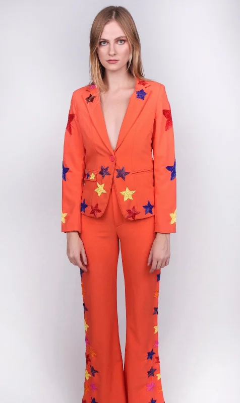 Retro Elegant Style Any Old Iron Orange Star Suit