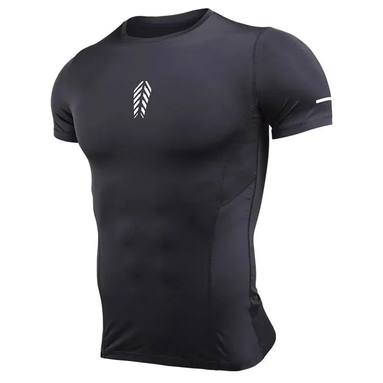 Round neck design Short Sleeve Sports Tops Seamless Dry Fit Sports Mens Compression Gym Wear Men Gym Tights Gym Fitness Wear