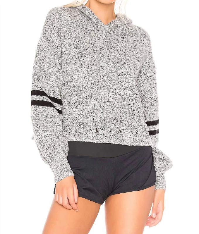 Trendy Traveler Varsity Sweater In Heather Grey