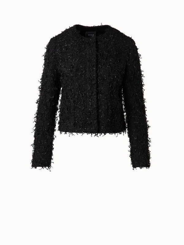 Sports Cool Short Jacket with Micro Sequins Fringed Bouclé