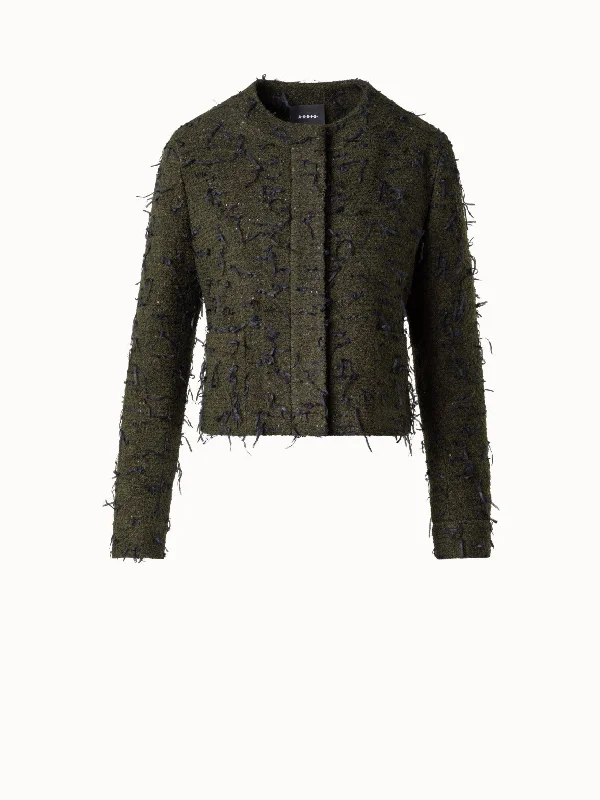 Multi-functional style Sequined Bouclé Short Jacket