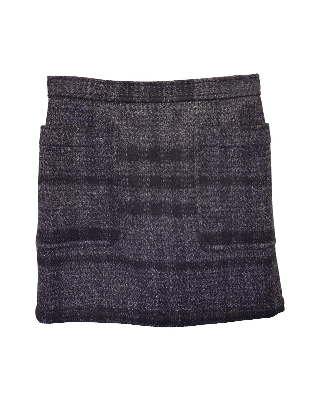 Sweet Chiffon Style Burberry Brit Mini Skirt with Pockets in Grey Wool