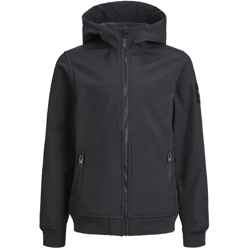 Celebrity Style Jack & Jones Junior Black Basic Hooded Softshell Jacket Noos