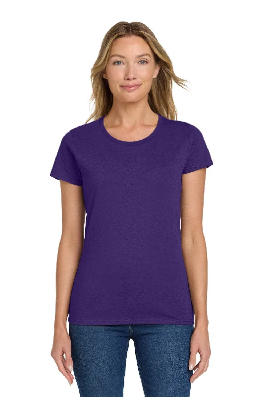 Sports Casual Style Gildan Womens Short Sleeve Crewneck T-Shirt - Purple