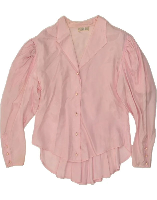 Retro Lace Fabric VINTAGE Womens Shirt UK 8 Small Pink Viscose