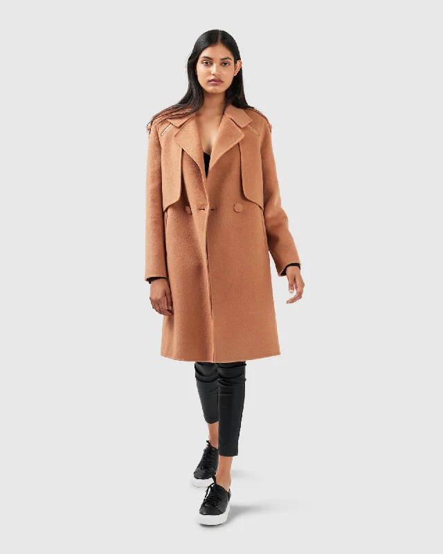 Noble Temperament Palm City Wool Blend Coat - Camel