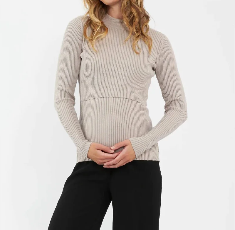 Innovative Design Lift Up Nursing Knit Sweater In Ivy