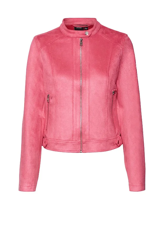 Retro Elegant Style Vero Moda Jose Faux Suede Jacket, Fuchsia Purple