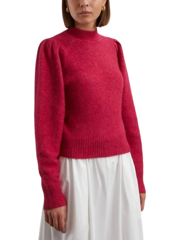 Stand-up collar design Onnie Sweater In Raspberry