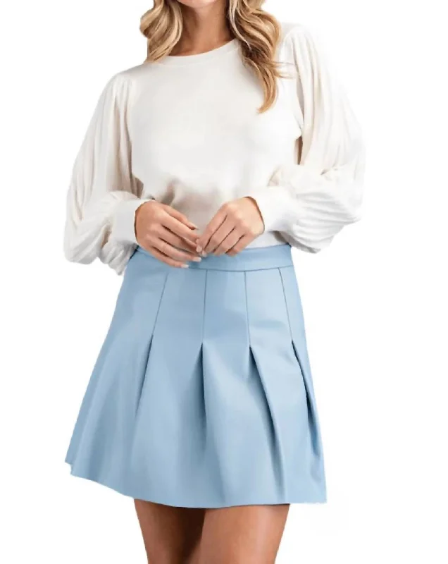 Street Sports Shoes Lindsey Faux Leather Flare Skirt In Periwinkle