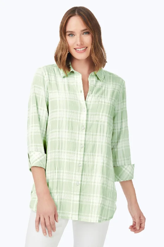 Nightclub Style Germaine Puckered Spring Plaid Tunic