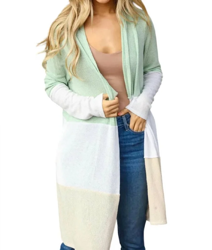 High-quality fabrics Colorblock Cardigan In Sage