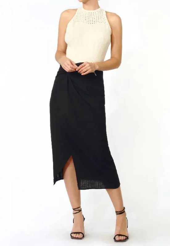 Design And Tailoring Brenda Pareo Midi Skirt In Black