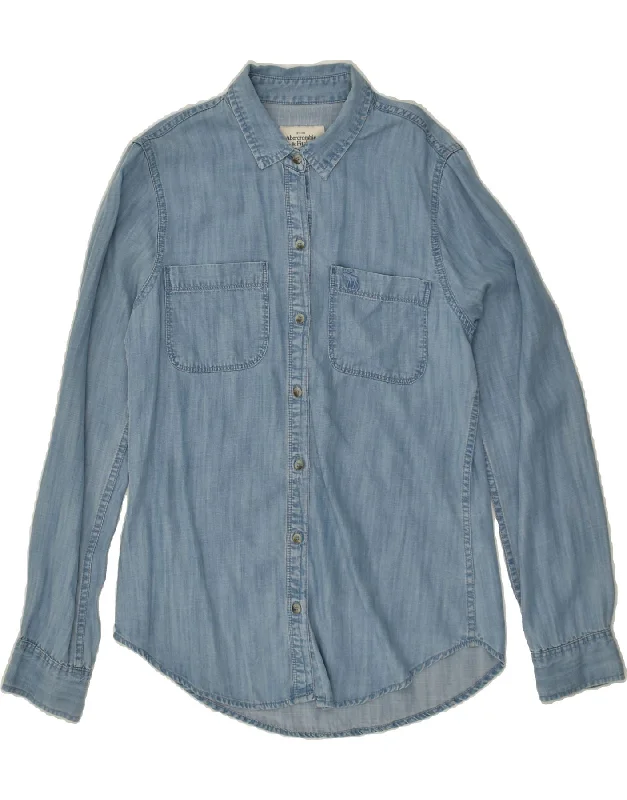 Warm Winter Series ABERCROMBIE & FITCH Womens Denim Shirt UK 10 Small Blue Lyocell