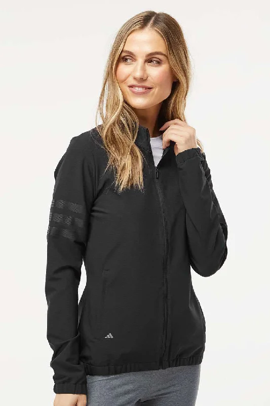 High waist design Adidas Womens 3 Stripes Full Zip Jacket - Black