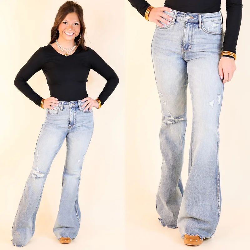 Customized Version Judy Blue | Raw Appeal Tummy Control Destroy Flare Jean in Medium Wash