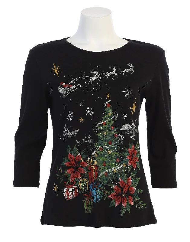 High-end atmosphere Dear Santa Printed Cotton Top