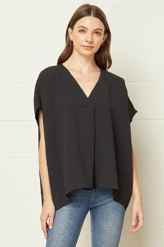 Energetic Textured Placket Tunic, Black