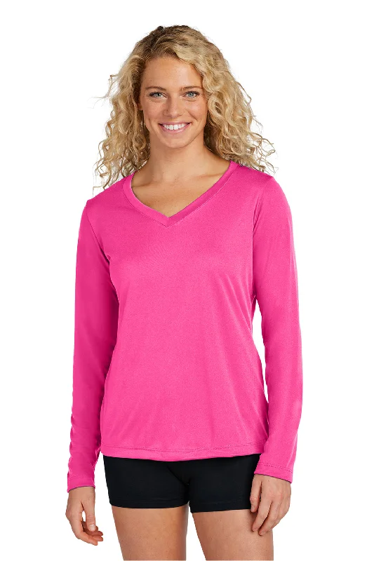 Exquisite workmanship Sport-Tek Womens Competitor Moisture Wicking Long Sleeve V-Neck T-Shirt - Neon Pink