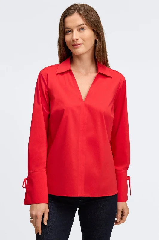 Luxury and fashionable Carla Stretch No Iron Tie Sleeve Popover