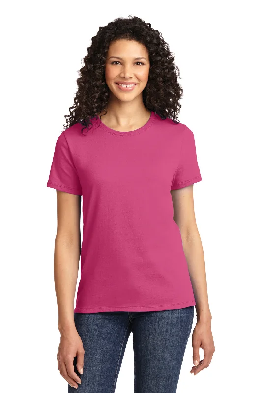 Celebrity Style Port & Company Womens Essential Short Sleeve Crewneck T-Shirt - Sangria Pink - Closeout