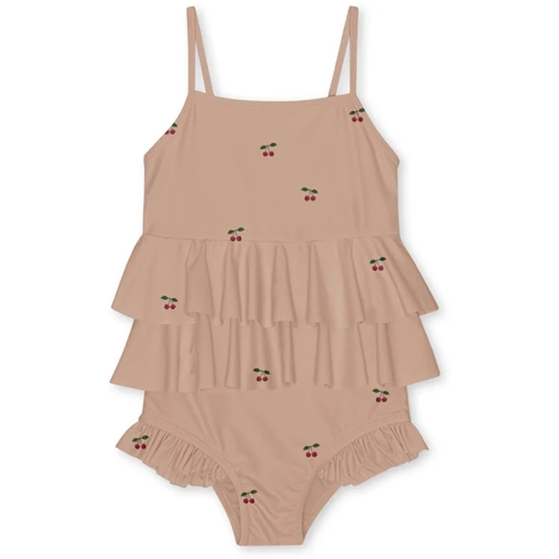 Design sense Konges Sløjd Cherry Blush Manuca Frill Swimsuit